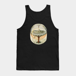 Surreal Collage of a World, Flat Earth, Tree of Life Tank Top